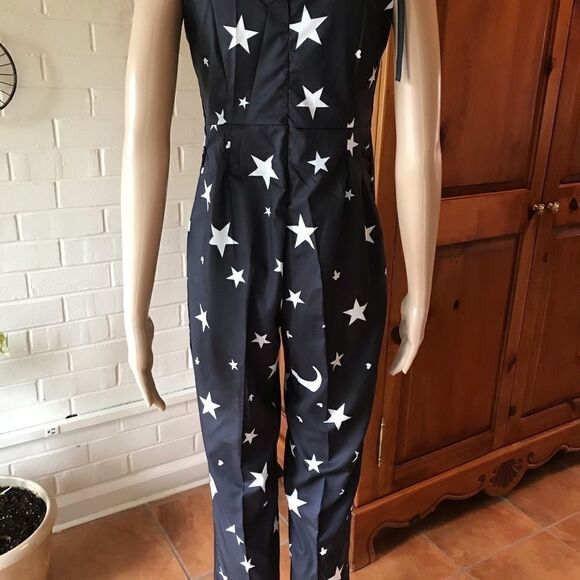 JUMPSUIT star pattern black overalls jumper NWOT - Picture 2 of 8